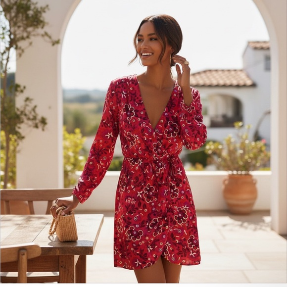 Maeve Dresses & Skirts - NWT Maeve x Anthropology Pink Floral Wrap Dress